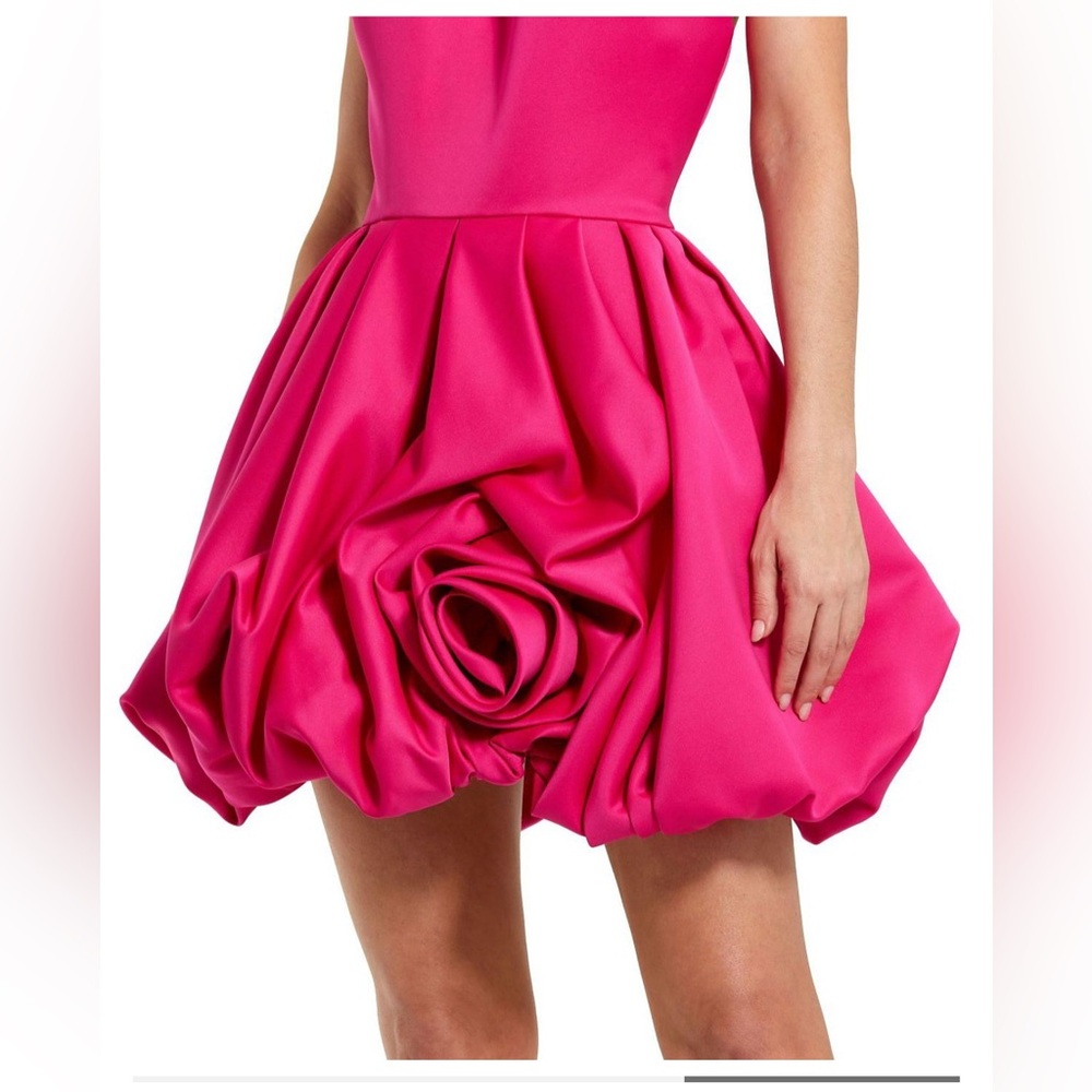 Mac Duggal High Nech Sleeveless Bubble Hem Mini Dress Fuchsia Size 2 - Picture 5 of 17